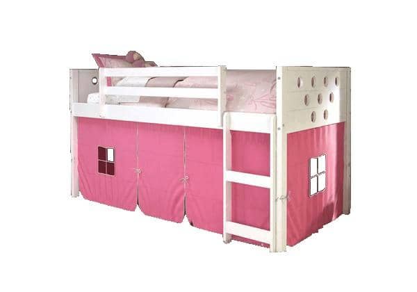 Aria White Loft Bed with Pink Tent Custom Kids Furniture