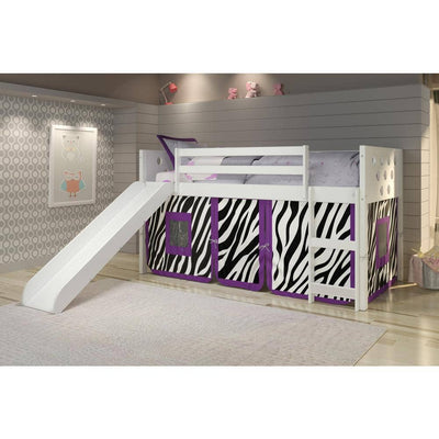Aria White Loft Bed with Zebra Tent Custom Kids Furniture