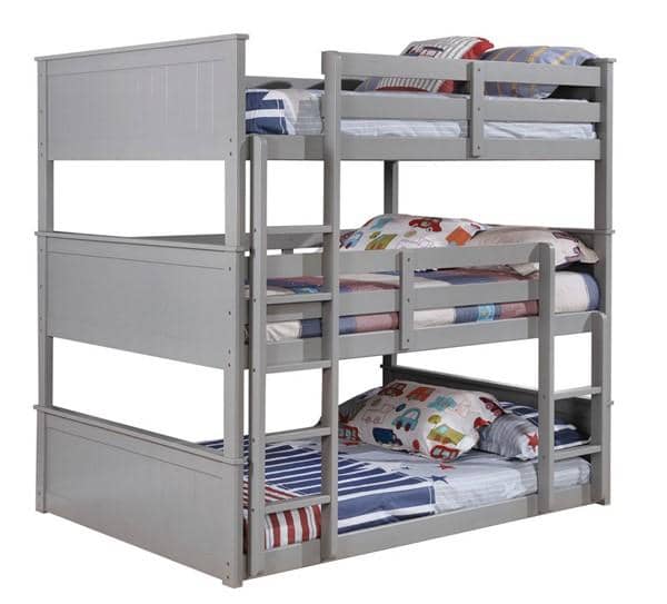 Aubrey Grey Triple Bunk Bed in Twin or Full Custom Kids Furniture