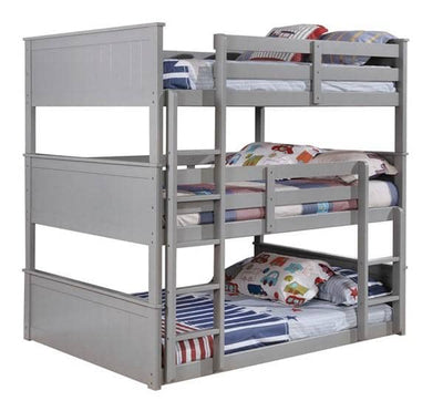 Aubrey Grey Triple Bunk Bed in Twin or Full Custom Kids Furniture