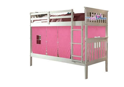Aurora White Bunk Bed for Girls with Tent Custom Kids Furniture