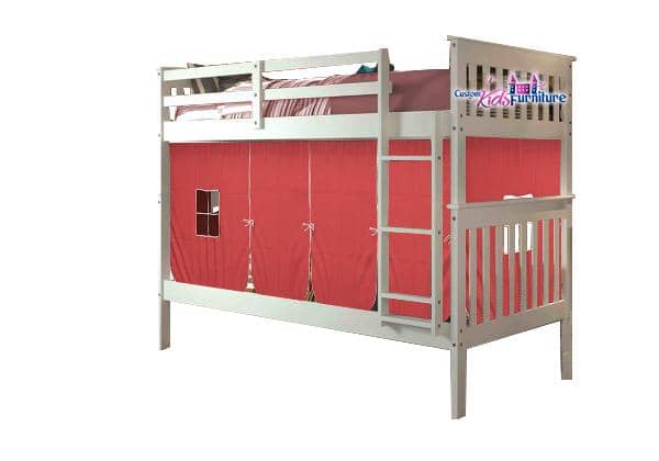 Aurora White Bunk Bed for Girls with Tent Custom Kids Furniture