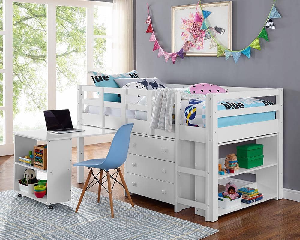 Ava Kid's Furniture Set with Twin Loft Bed, Desk, Dresser & Bookcase in One Custom Kids Furniture