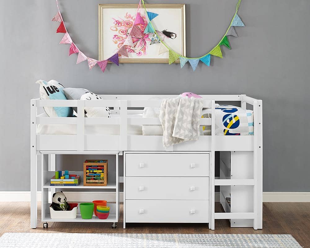 Ava Kid's Furniture Set with Twin Loft Bed, Desk, Dresser & Bookcase in One Custom Kids Furniture