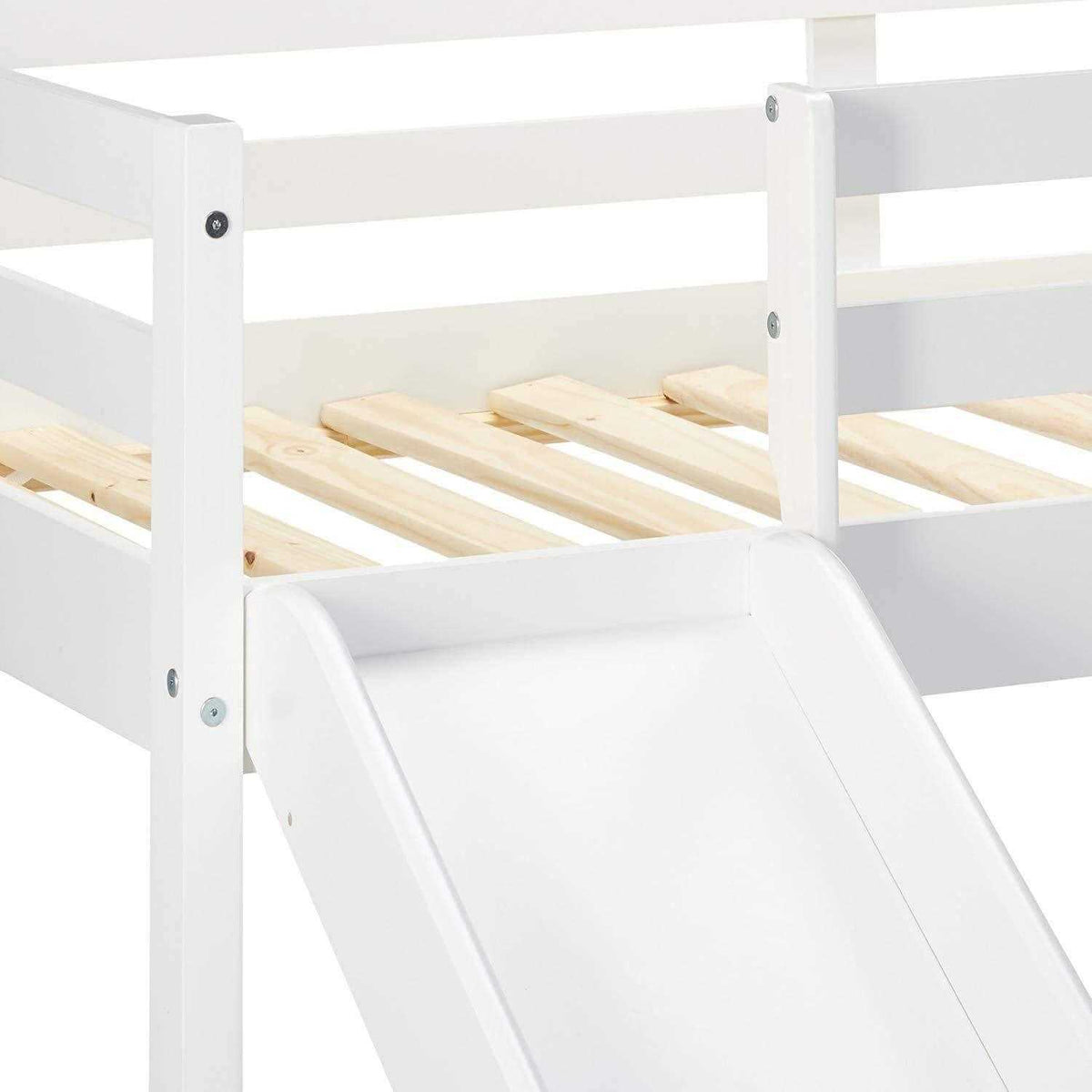 Bailey White Loft Bed with Slide Custom Kids Furniture