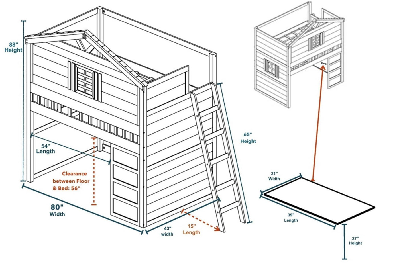 Beatrice House Loft Bed Custom Kids Furniture