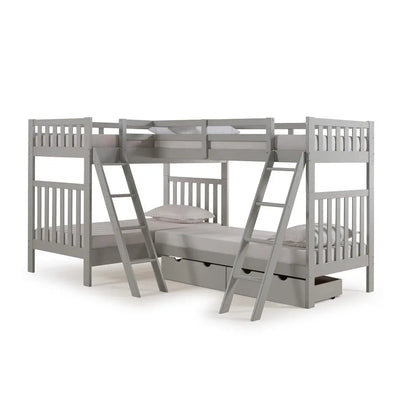 Bellamy Quad Bunk Beds in Grey with Drawer Custom Kids Furniture