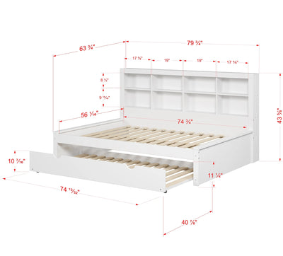 Bo Full Size Bed with Bookcase Headboard and Trundle Custom Kids Furniture