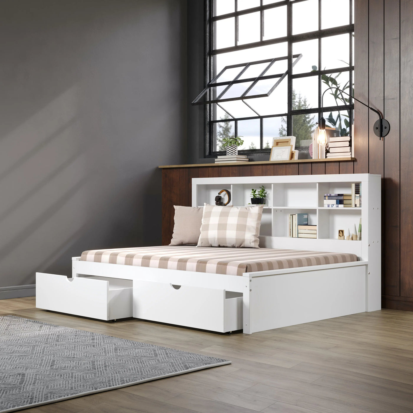 Bo Full Size Storage Bed with Bookcase Headboard Custom Kids Furniture
