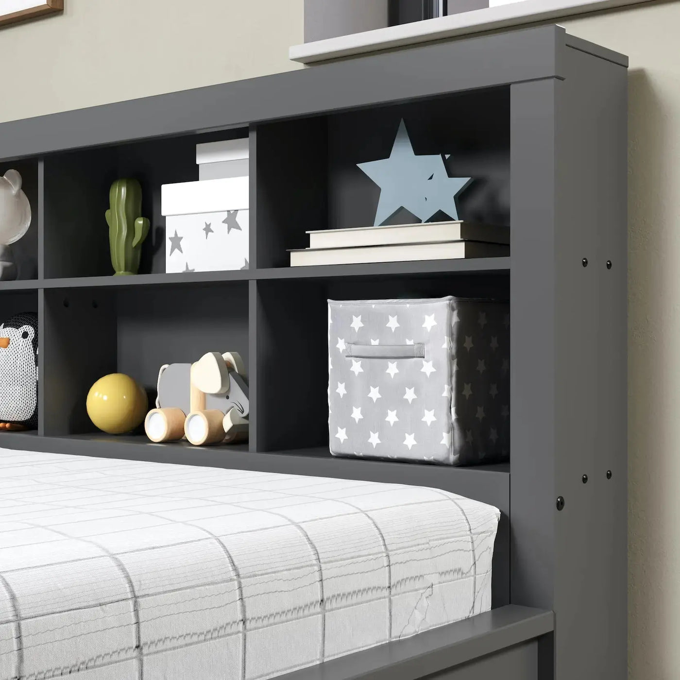 Bo Full Size Trundle Bed with Bookcase Headboard Custom Kids Furniture