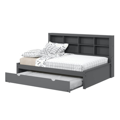 Bo Full Size Trundle Bed with Bookcase Headboard Custom Kids Furniture