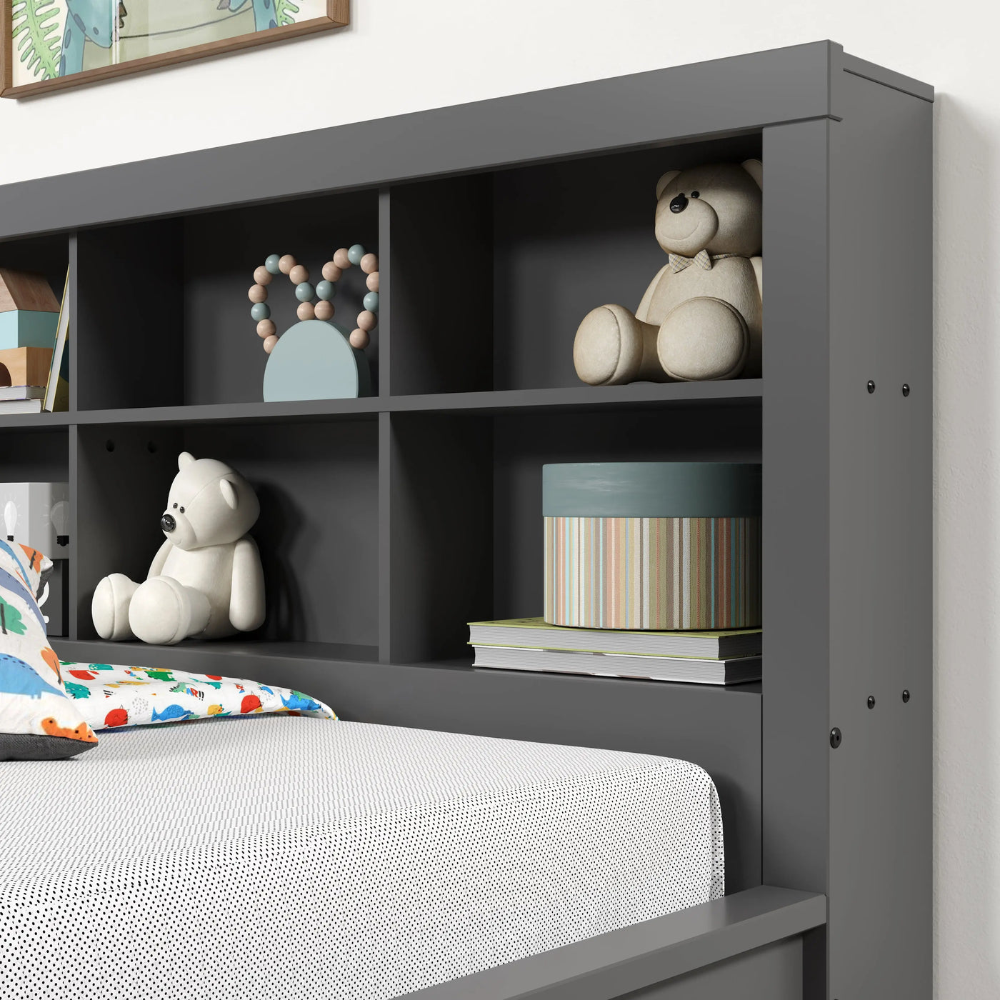 Bo Twin Bed with Bookcase Headboard Custom Kids Furniture