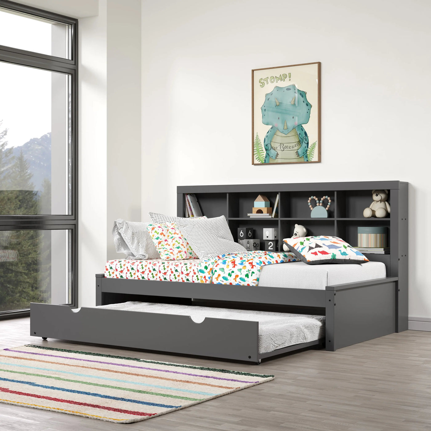 Bo Twin Bed with Bookcase Headboard Custom Kids Furniture