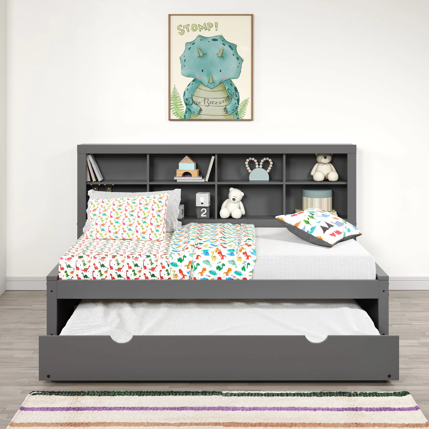 Bo Twin Bed with Bookcase Headboard Custom Kids Furniture