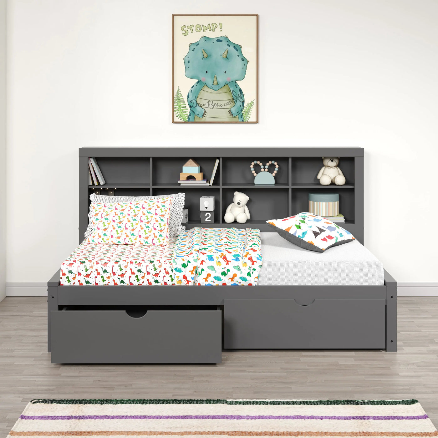 Bo Twin Storage Bed with Bookcase Headboard Custom Kids Furniture