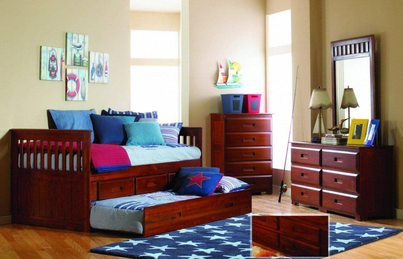 Brayden Captains Bed with Storage and Trundle Custom Kids Furniture