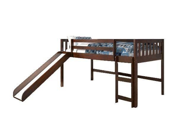Caleb Dark Wood Loft Bed with Slide Custom Kids Furniture