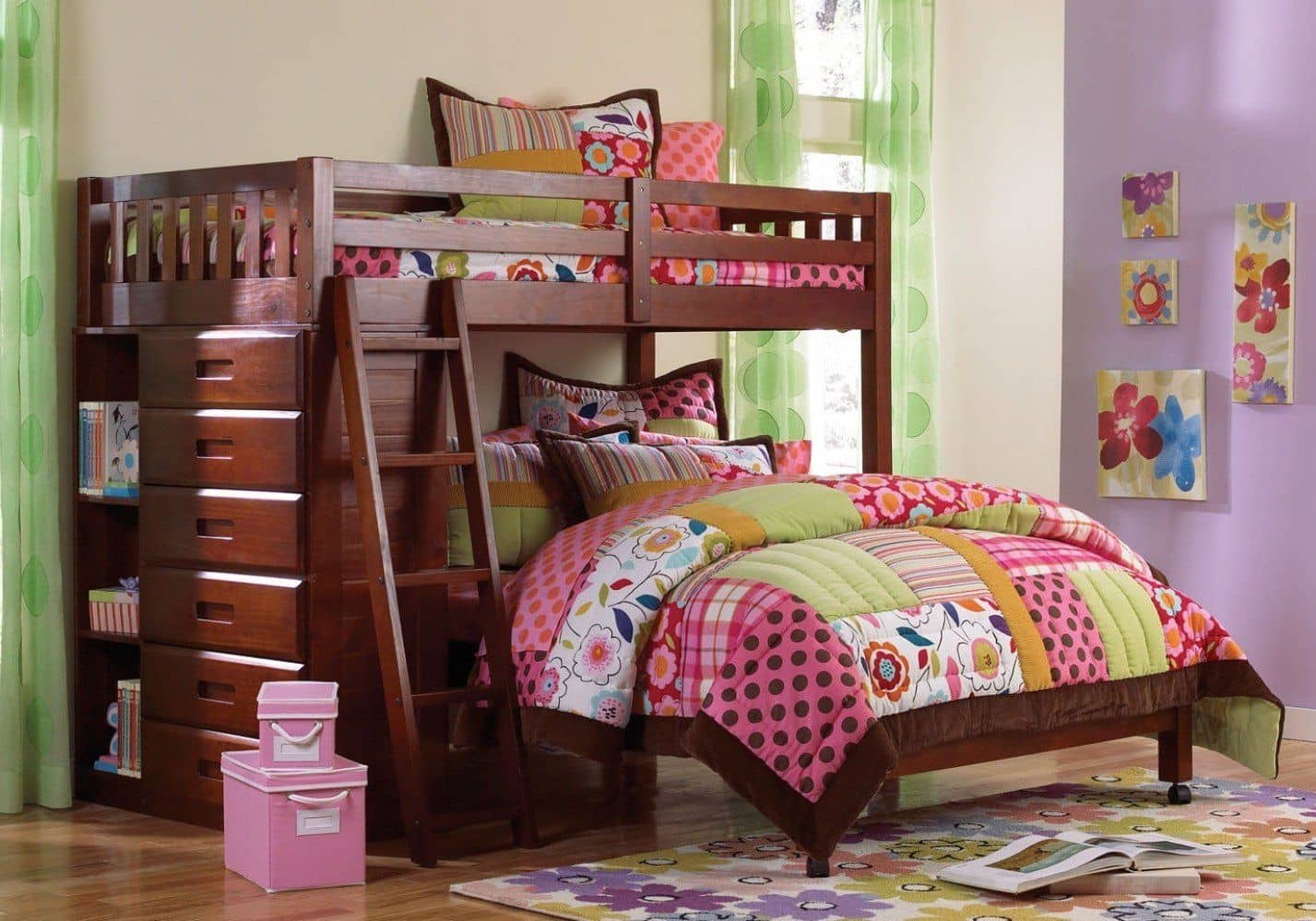 Camilla L-Shaped Triple Bunk Bed with Dresser / Custom Kids Furniture Camilla L-Shaped Triple Bunk Bed with Dresser / Custom Kids Furniture