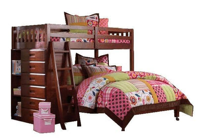 Camilla L-Shaped Merlot Bunk Bed with Dresser Custom Kids Furniture