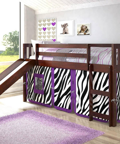 Chloe Loft with Slide & Purple Zebra Tent Custom Kids Furniture