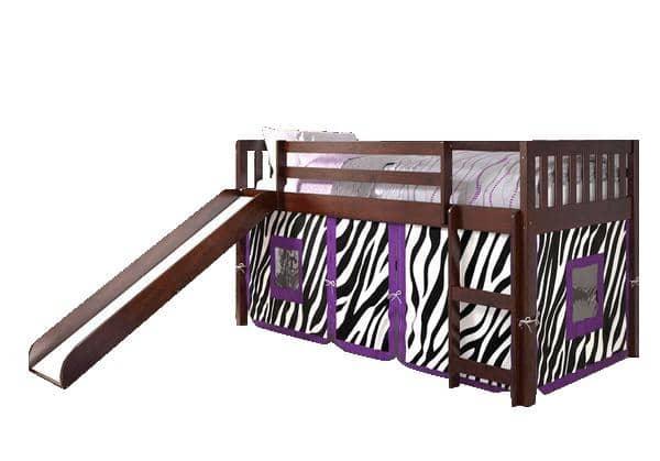 Chloe Loft with Slide & Purple Zebra Tent Custom Kids Furniture