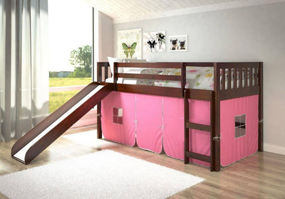 Chloe Low Loft with Slide & Pink Tent Custom Kids Furniture