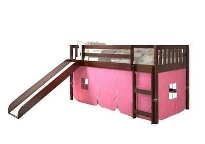 Chloe Low Loft with Slide & Pink Tent Custom Kids Furniture