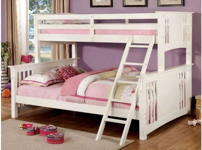 Christian White Twin XL over Queen Bunk Bed Custom Kids Furniture