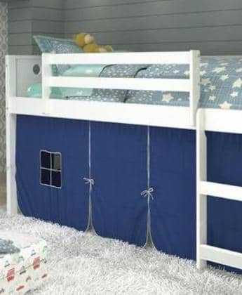 Christopher White Loft Bed with Blue Tent Custom Kids Furniture