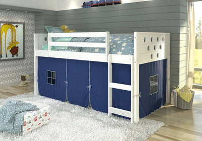 Christopher White Loft Bed with Blue Tent Custom Kids Furniture