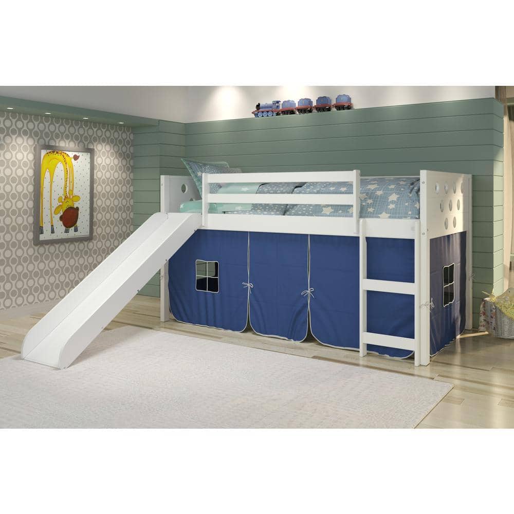 Christopher White Loft Bed with Blue Tent Custom Kids Furniture