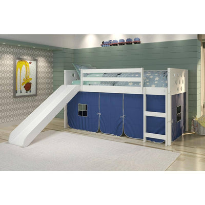 Christopher White Loft Bed with Blue Tent Custom Kids Furniture