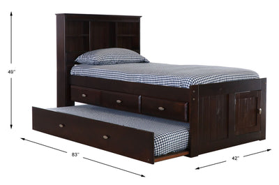 DISCOVERY WORLD FURNITURE TWIN BOOKCASE CAPTAINS BED IN ESPRESSO Custom Kids Furniture