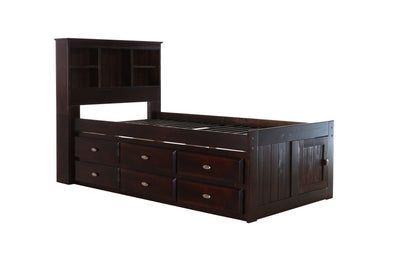 DISCOVERY WORLD FURNITURE TWIN BOOKCASE CAPTAINS BED IN ESPRESSO Custom Kids Furniture