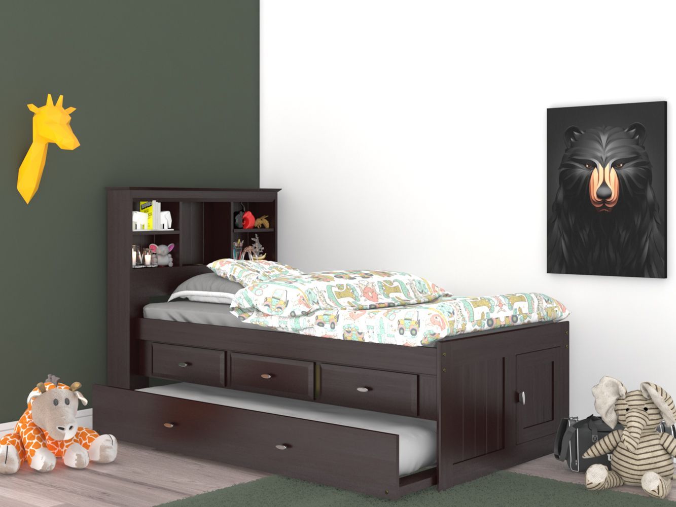 DISCOVERY WORLD FURNITURE TWIN BOOKCASE CAPTAINS BED IN ESPRESSO Custom Kids Furniture