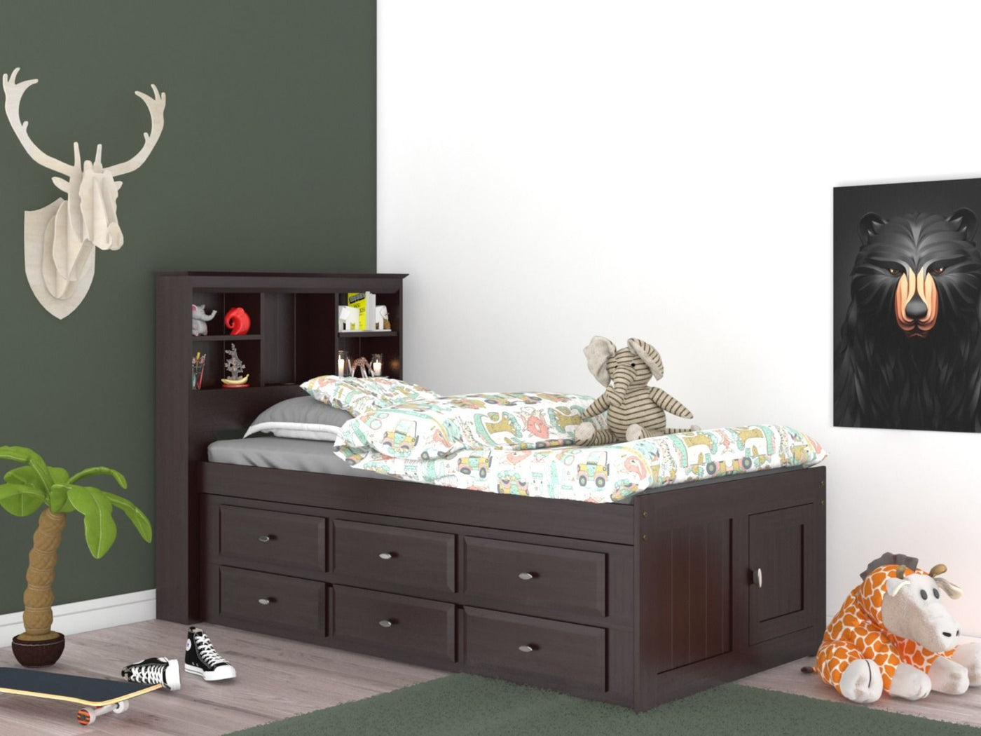 DISCOVERY WORLD FURNITURE TWIN BOOKCASE CAPTAINS BED IN ESPRESSO Custom Kids Furniture