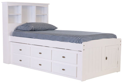 DISCOVERY WORLD FURNITURE TWIN BOOKCASE CAPTAINS BED IN WHITE Custom Kids Furniture