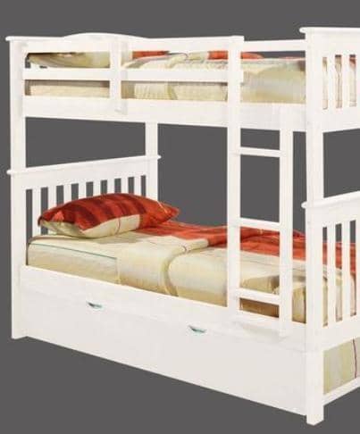 Eleanor White Bunk Bed with Trundle Custom Kids Furniture