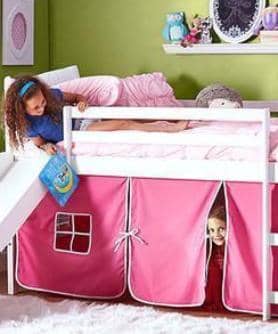 Elena Loft Bed with Slide and Pink Tent Custom Kids Furniture