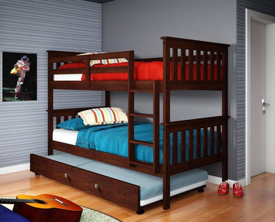 Elijah Cappuccino Bunkbed with Trundle Custom Kids Furniture