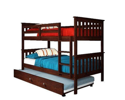 Elijah Cappuccino Bunkbed with Trundle Custom Kids Furniture