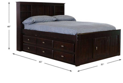 Elizabeth Espresso Full Size Captains Bed with Storage Drawers Custom Kids Furniture