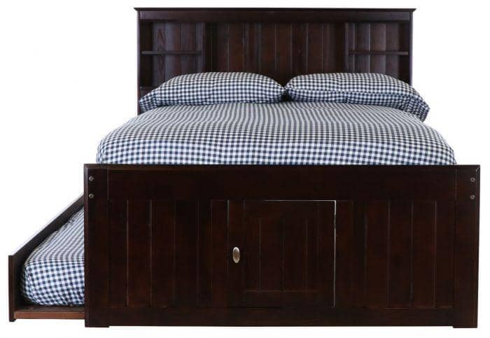 Elizabeth Espresso Full Size Captains Bed with Storage Drawers Custom Kids Furniture