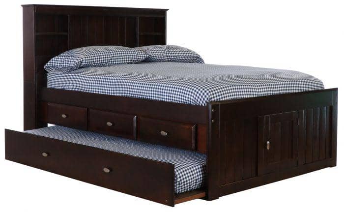 Elizabeth Espresso Full Size Captains Bed with Storage Drawers Custom Kids Furniture