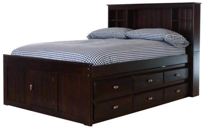 Elizabeth Espresso Full Size Captains Bed with Storage Drawers Custom Kids Furniture