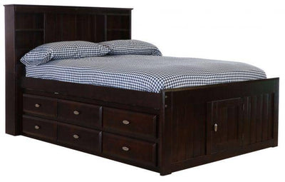 Elizabeth Espresso Full Size Captains Bed with Storage Drawers Custom Kids Furniture