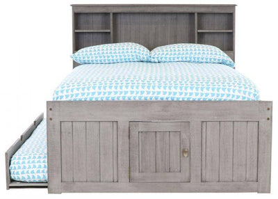 Elizabeth Gray Full Size Captains Bed with Storage Drawers Custom Kids Furniture