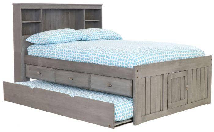 Elizabeth Gray Full Size Captains Bed with Storage Drawers Custom Kids Furniture