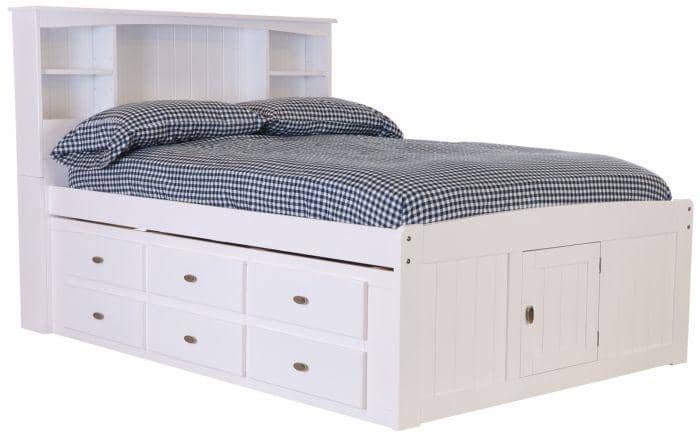 Elizabeth White Full Size Captains Bed with Storage Drawers Custom Kids Furniture