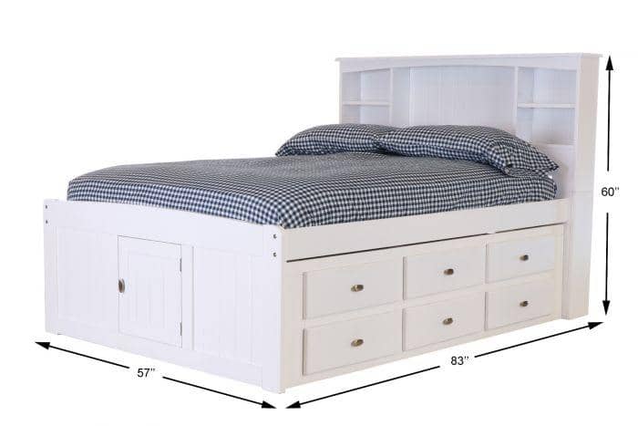 Elizabeth White Full Size Captains Bed with Storage Drawers Custom Kids Furniture